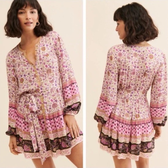 NWT SPELL & THE GYPSY WOMENS LADY UNTAMED BELTED TUNIC DRESS PRINTED SZ MEDIUM - Picture 4 of 10